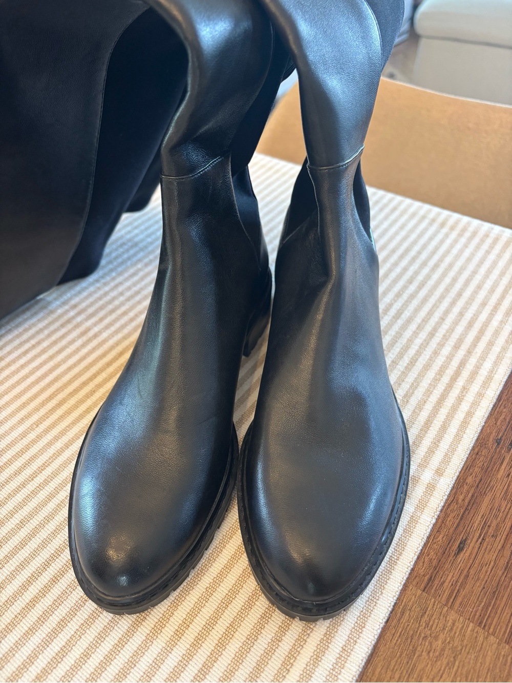 STUART WEITZMAN *Mismatched sizing Black Knee-High Leather Boots - Picture 5 of 10